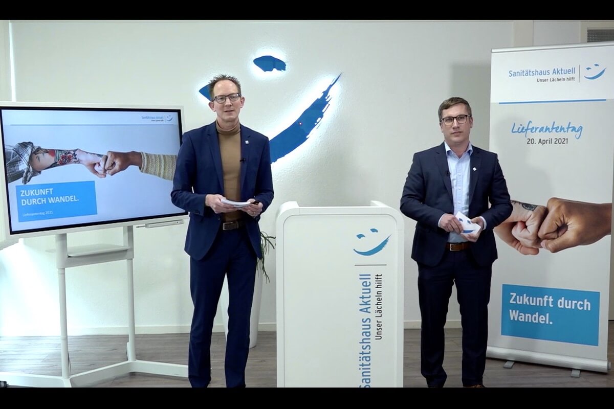 Ben Bake (l.) und Ulf Doster beim digitalen Lieferantentag der Sanitätshaus Aktuell AG (Foto: Screenshot)