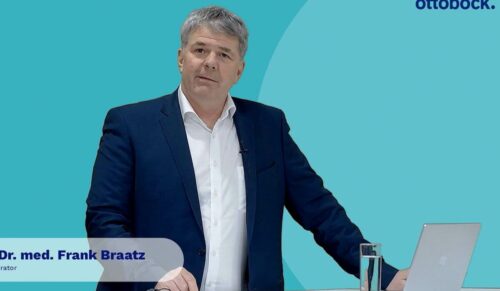 Moderiert wurde die Veranstaltung von Prof. Dr. med. Frank Braatz, Facharzt für Orthopädie und Unfallchirurgie, Physikalische und Rehabilitative Medizin und Kinderorthopädie (Screenshot: Ottobock)