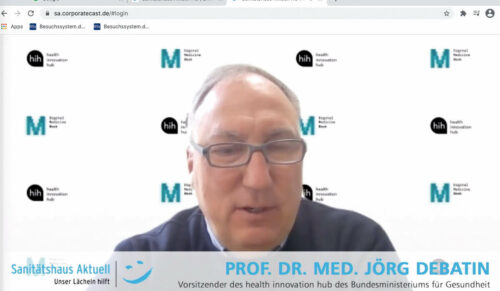 Prof. Dr. Jörg Debatin anlässlich seines Vortrags bei der Cheftagung der Sanitätshaus Aktuell AG. (Foto: Screenshot)