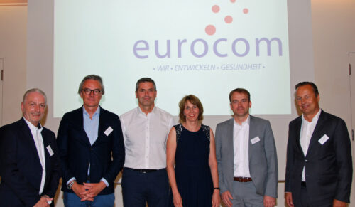 Der neue Eurocom-Vorstand mit Geschäftsführerin Oda Hagemeier (v.l.): Michael Ullrich (Bauerfeind), Walter Michael Leuthe (Sporlastic), Stefan Geiselbrechtinger (Oped) Vorsitzender Jürgen Gold (Julius Zorn), Dirk Treiber (Medi). (Foto: Eurocom)
