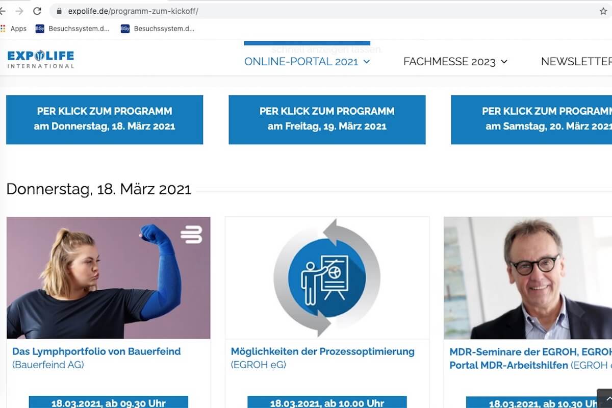 Die Expolife 2021 bietet ein umfassenden Online-Programm. (Foto: Screenshot)
