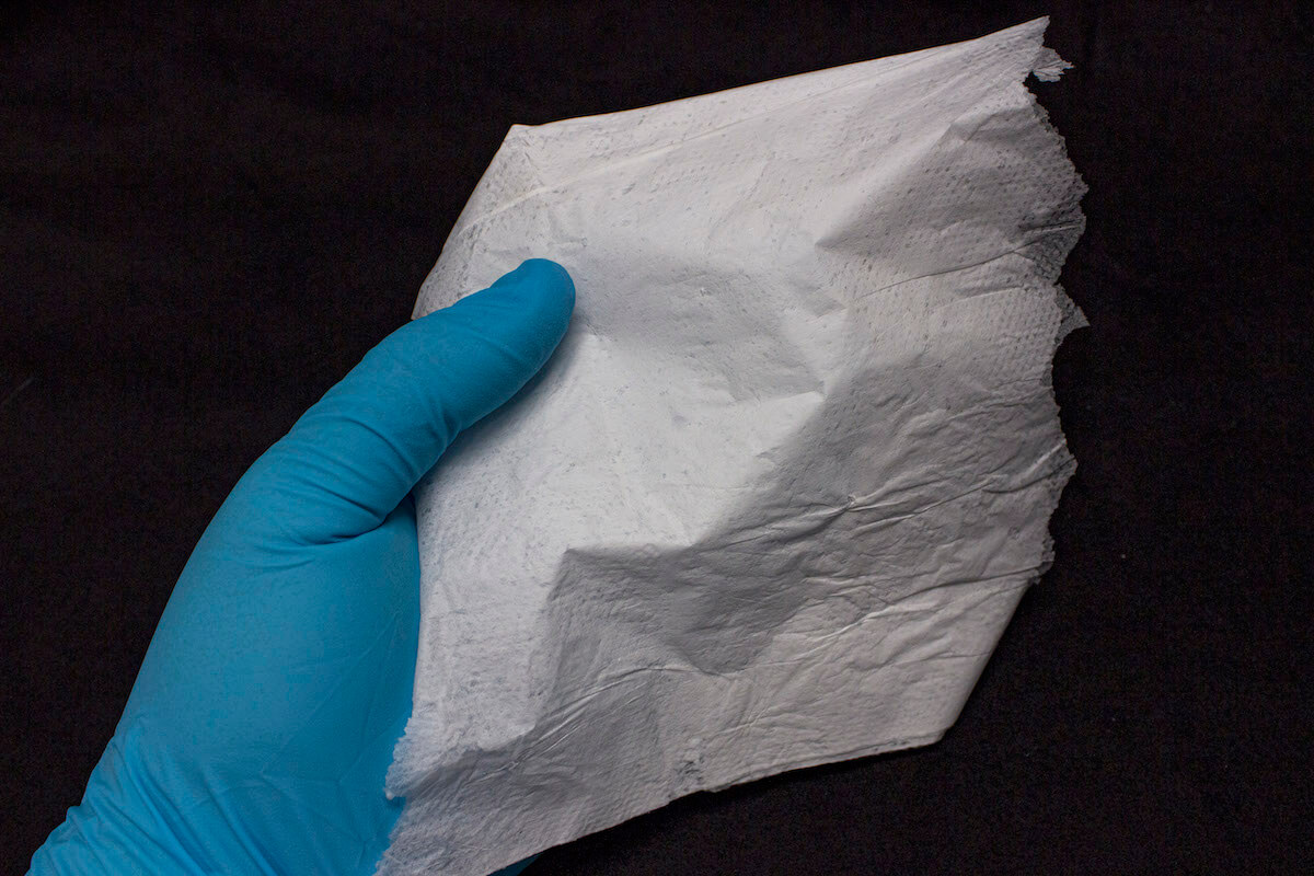 Elektrogesponnenes Vlies aus biotechnologisch hergestelltem Tropoelastin. (Foto: Fraunhofer IMWS)