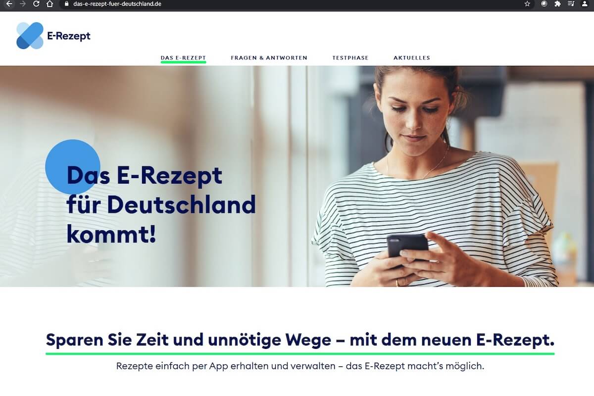 Die Themenseite der Gematik zum E-Rezept. (Foto: Gematik)