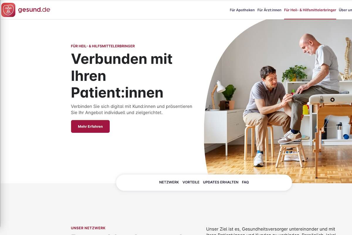 Die Plattform Gesund.de bindet jetzt Schritt für Schritt Sanitätshäuser ein. (Foto: Screenshot)