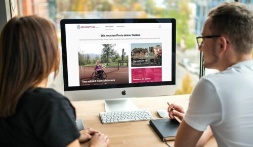 Die Onlineplattform Guidzter.com lädt auf der Rehab in Karlsruhe in einer Lounge ein zu Talks und Diskussionen. (Foto: Guidzter.com)