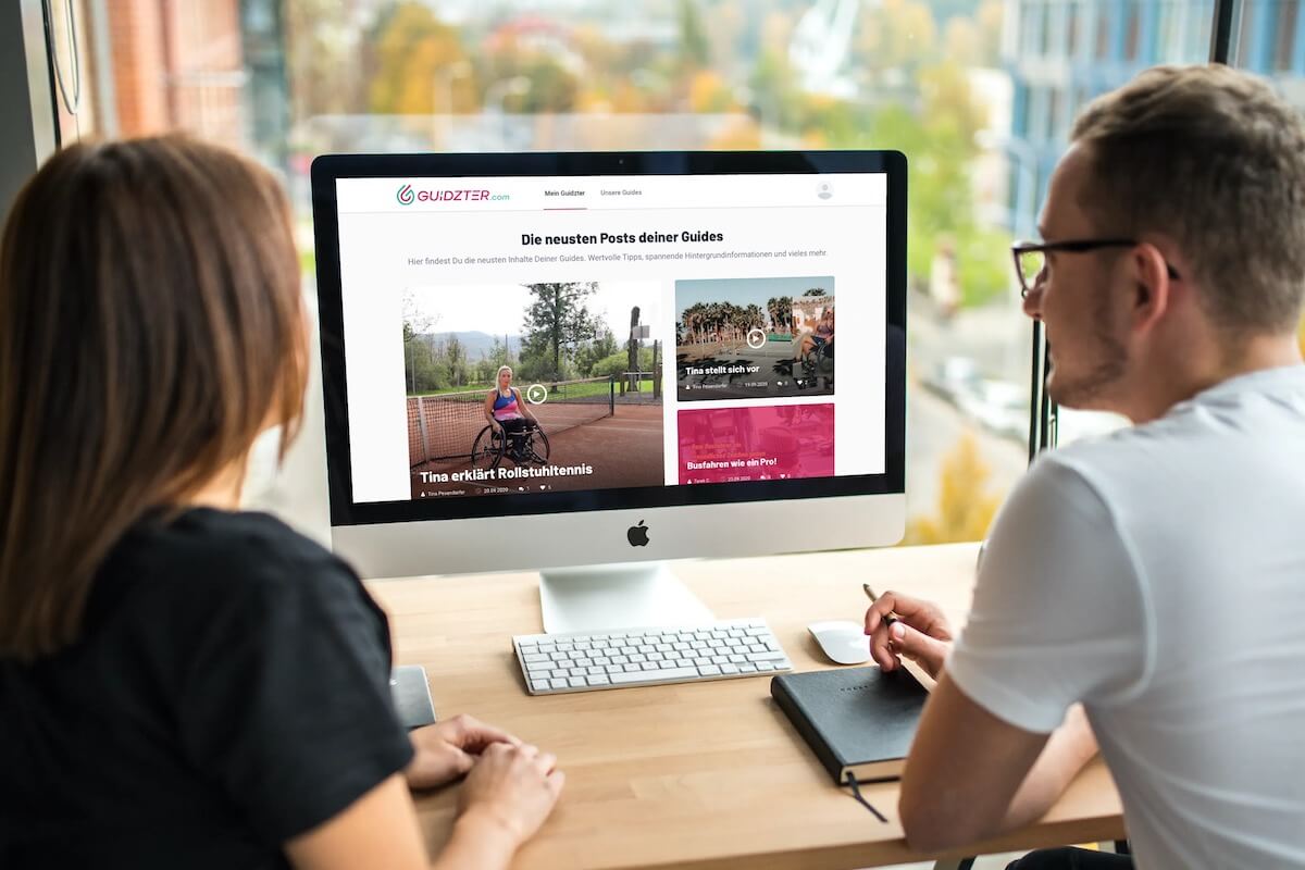 Die Onlineplattform Guidzter.com lädt auf der Rehab in Karlsruhe in einer Lounge ein zu Talks und Diskussionen. (Foto: Guidzter.com)