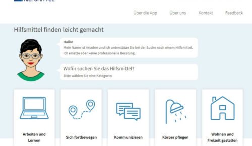 Nach maximal vier Fragen will der Hilfsmittelfinder Nutzerinnen und Nutzer zu Hilfsmitteln für unterschiedliche Aktivitäten führen. (Foto: Rehadat)