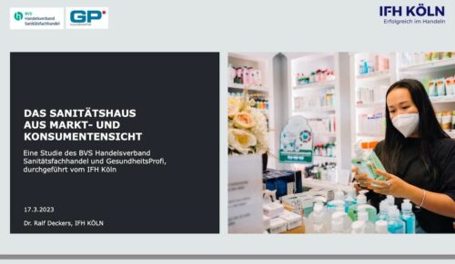 Auf der Expolife in Kassel von BVS und GP präsentiert: die Studie „Das Sanitätshaus aus Markt- und Konsumentensicht“ des IFH Köln. Grafik: IFH Köln