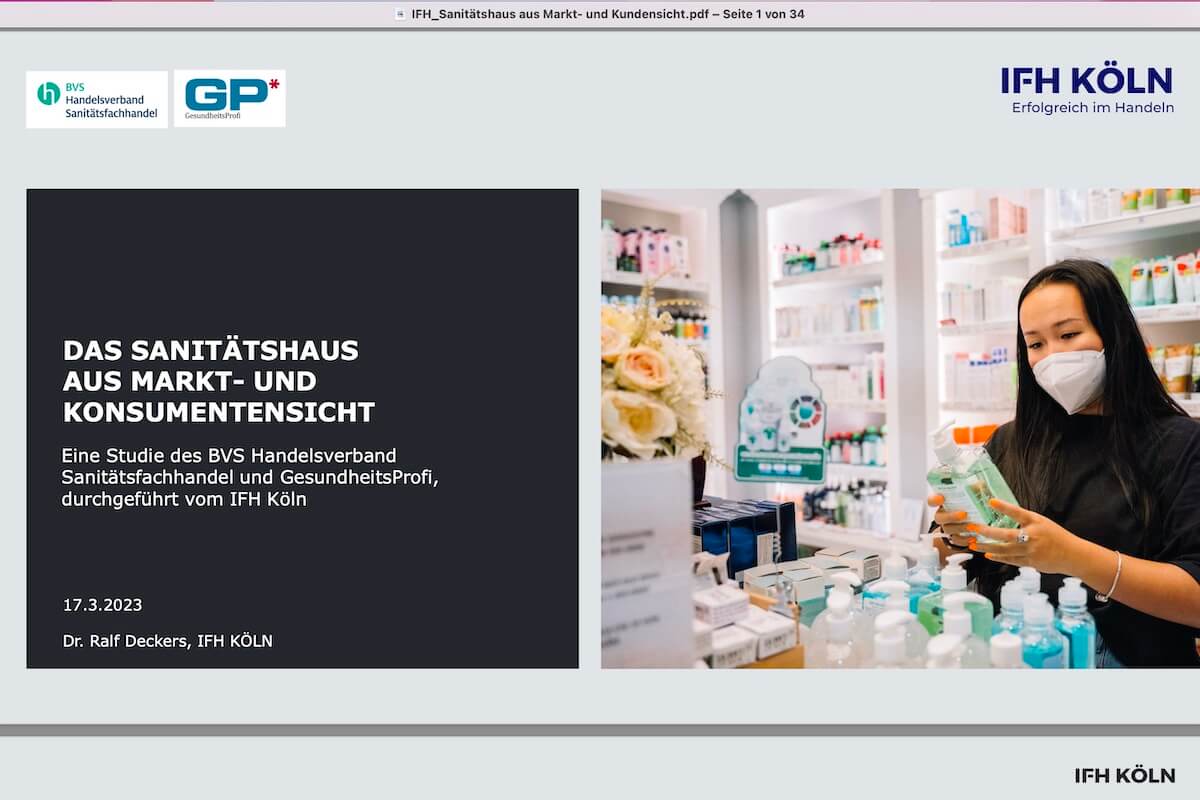 Auf der Expolife in Kassel von BVS und GP präsentiert: die Studie „Das Sanitätshaus aus Markt- und Konsumentensicht“ des IFH Köln. Grafik: IFH Köln