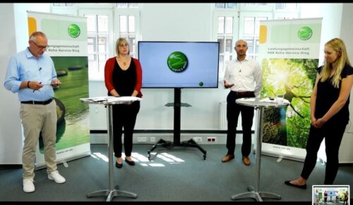 Diskutierten auf der RSR-Fachtagung (v.l.): RSR-Geschäftsführer Thomas Piel, Dorothee Bitters (GWQ Serviceplus), Björn Besse (Medi-Center Mittelrhein) und Juliane Pohl (BVMed) Foto: Screenshot