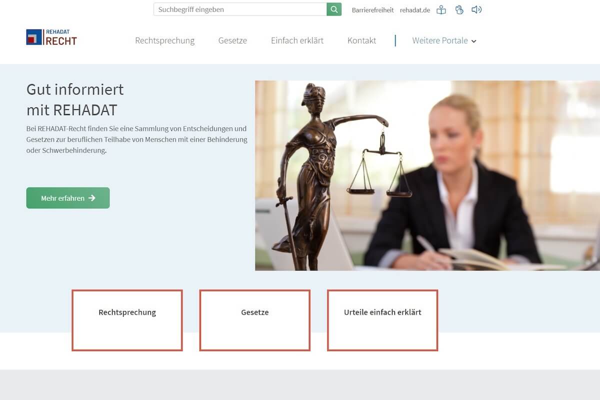 Das Rehadat-Portal wurde einem Relaunch unterzogen. (Screenshot: Rehadat)