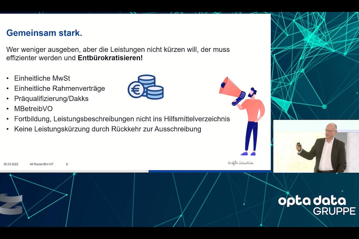 BIV-OT-Präsident Alf Reuter beim Zukunftstag der Opta Data Gruppe am 30. März 2022. (Foto: Screeshot)
