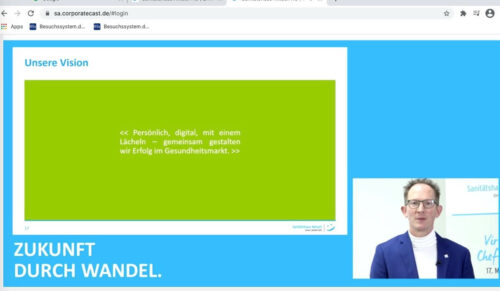 Ben Bake, Vorstandsvorsitzender der Sanitätshaus Aktuell AG, stellte die künftige Strategie der Gruppe vor. (Foto: Screenshot)
