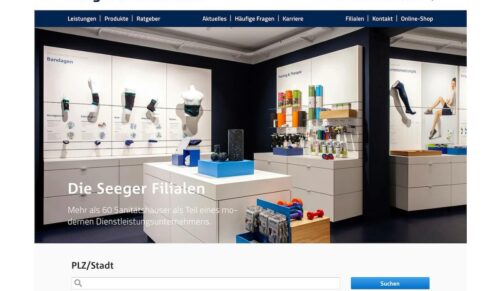 Das Sanitätshaus Seeger betreibt über 70 Filialen in Berlin und Brandenburg. (Foto: Screenshot www.seeger-gesundheit.de)