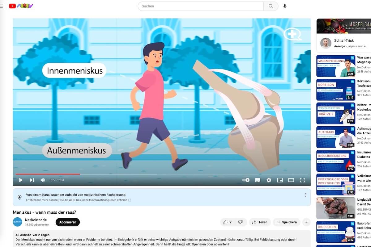 Netdoktor gehört zu den ersten Teilnehmern an Youtube Health (Foto: Screenshot)