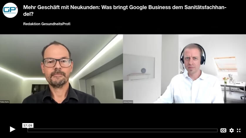 Das Google-Webinar zum Nachschauen exklusiv auf gesundheitsprofi.de. (Screenshot: Redaktion)