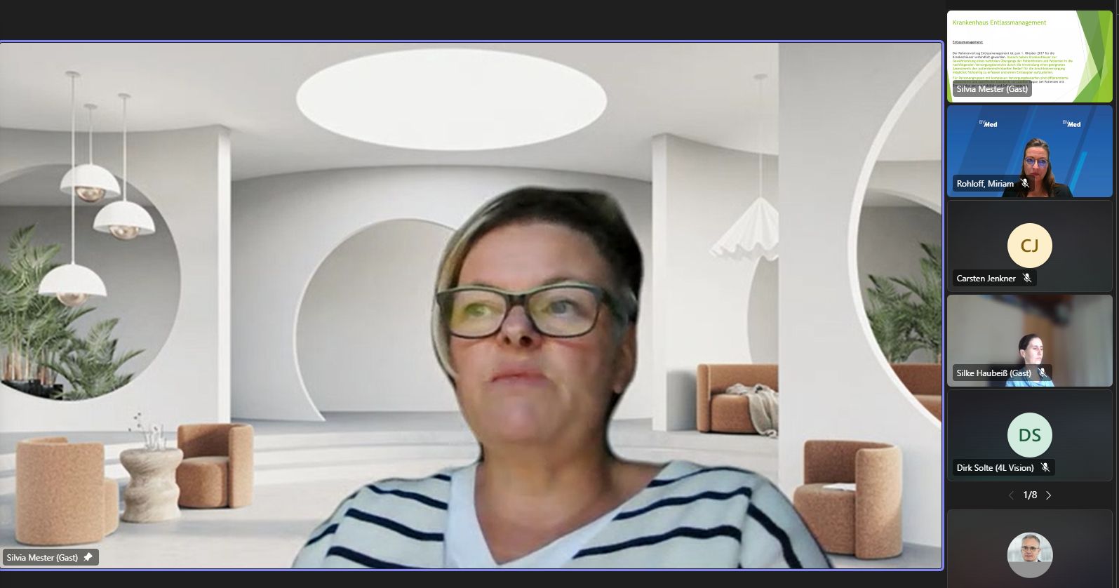 ICW-Fachtherapeutin Wunde Silvia Mester beim BVMed-Forum „Eine Stunde Wunde“. (Screenshot: BVMed)