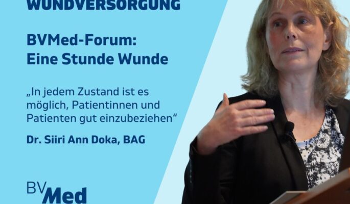Dr. Siiri Ann Doka von der BAG Selbsthilfe war zu Gast auf dem Dialogforum „Eine Stunde Wunde“ des BVMed am 17. Mai 2024 auf dem Bremer Wundkongress. (Foto: BVMed)