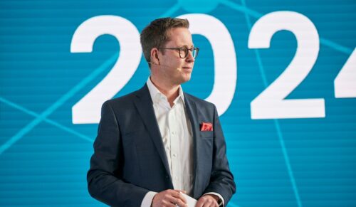 Mark Steinbach, Geschäftsführer der Opta Data Gruppe, auf dem Zukunftstag 2024 des IT-Dienstleisters. (Foto: Opta Data)