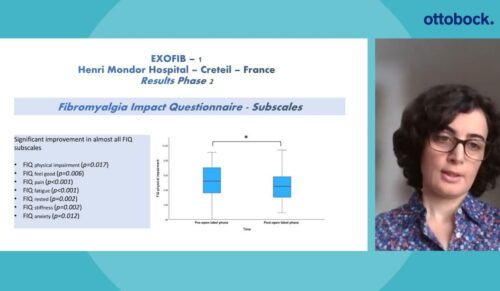 Prof. Samar S. Ayache präsentierte Ergebnisse der EXOFIB 1 Studie   „Exopulse Suit Stimulation Effects on Fibromyalgia Symptoms“. (Foto: Ottobock)