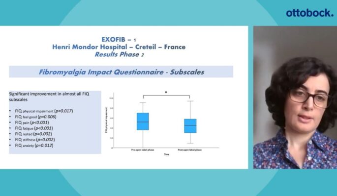 Prof. Samar S. Ayache präsentierte Ergebnisse der EXOFIB 1 Studie   „Exopulse Suit Stimulation Effects on Fibromyalgia Symptoms“. (Foto: Ottobock)