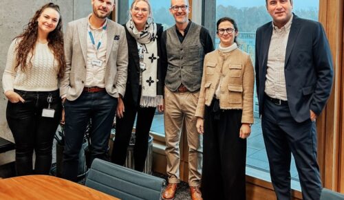 Sofia Leanza-Schulz (v.l.), Daniel Hölper, Isabel Feys, Volker von Selchow, Delphine Hanton, Virgilio Paladini (Foto: Sanitätshaus Aktuell / Joviva)