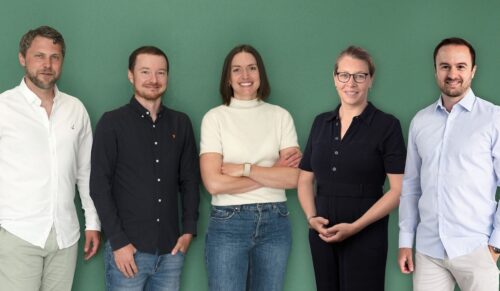 Tobias Wolf (Gründer und bald ex-CEO, v.l.), Nicholas Pleschko (CTO), Leonie Sommer-Eska (neue CEO), Theresa Sieverding (CLO) and Philipp Wustrow (Gründer und bald ex-CEO) (Foto: Marlies Beeler-Thurnheer)