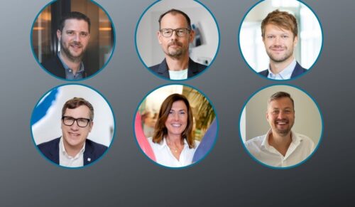 An der Diskussion nehmen teil (im Uhrzeigersinn): Fabian vom Dorff, Tobias Kurtz, Patrick Grunau, Lars Kieroth, Ina Massing und Ulf Doster (Collage: Redaktion/Canva)