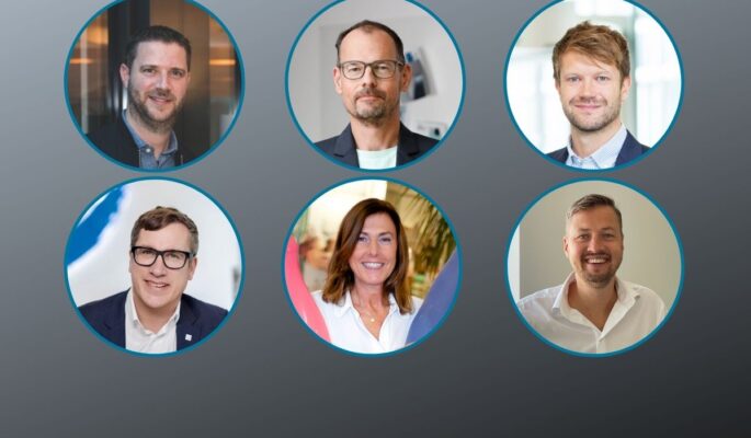 An der Diskussion nehmen teil (im Uhrzeigersinn): Fabian vom Dorff, Tobias Kurtz, Patrick Grunau, Lars Kieroth, Ina Massing und Ulf Doster (Collage: Redaktion/Canva)