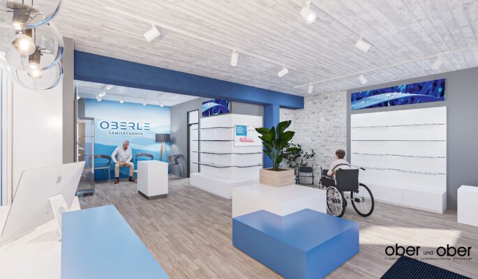 Digitales Rendering eines Umbaus des Sanitätshauses Oberle. (Foto: Ober und Ober)