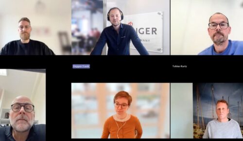 Die Gesprächsteilnehmenden im Uhrzeigersinn: Maximilian Möller, Frank Hepper, Tobias Kurtz, Ulrich Clausen, Daniel Simnowski Bürkner und Laura Klesper. (Foto: Screenshot)