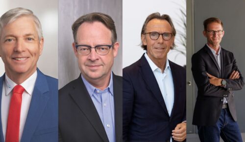 Boris Pichler (Kaphingst), Detlef Möller (Stolle), Prof. Dr. Thomas Druyen (Opta Data Zukunfts-Stiftung) und Joachim Geiger (Liftstar) diskutieren auf dem GP-Forum über die Chancen und Möglichkeiten von Prävention in der Hilfsmittelbranche. (Foto: Redaktion)